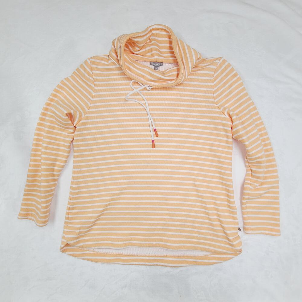 T by Talbots orange stripe cowl neck pullover Sweatshirt Athleisure Lounge LP